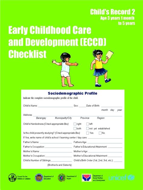 eccd card|ECCD Checklist Child’s Record 2 – ECCD Council.